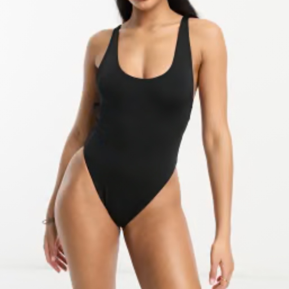 MBM Black Mesh T-Back One Piece Swimsuit